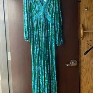 Lilly Pulitzer Vibrant Green and Blue Long Sleeve Dress